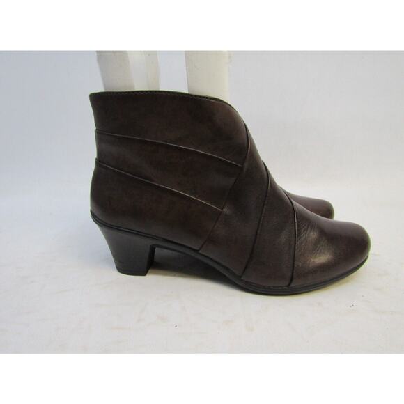 Earth Womens Size 9 B Brown Leather Zip Fashion Ankle Boots Booties - Picture 3 of 11